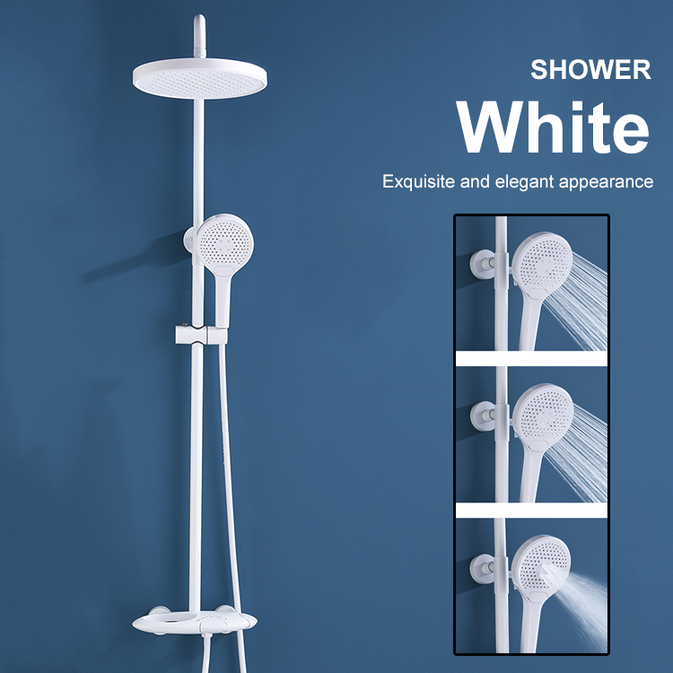 独特设计的白色冷热水雨淋式恒温浴缸龙头淋浴套装