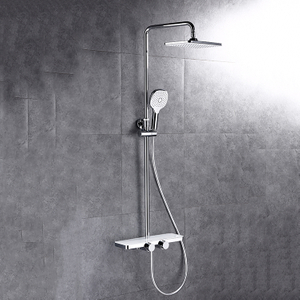 酒店现代镀铬壁挂式淋浴系统浴室明装淋浴龙头套装
