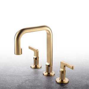 黄铜冷热水台面安装拉丝金色 8\\" 大面积双把手洗水龙头浴室盆水龙头