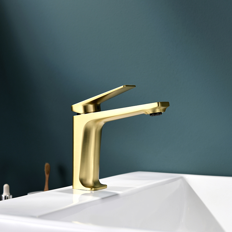 高品质单把手拉丝金色盥洗盆龙头水龙头浴室