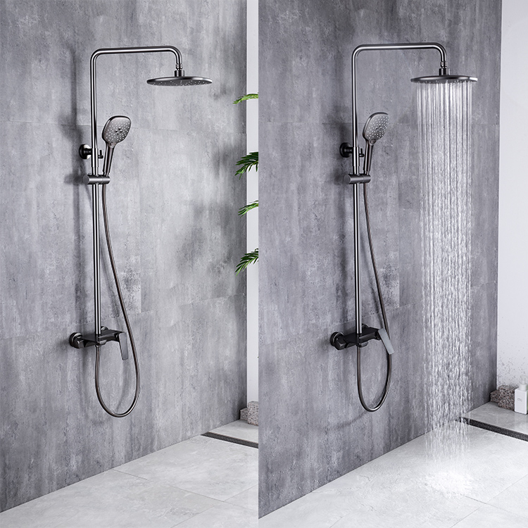 新设计铜冷热水枪灰色壁挂式淋浴龙头浴室淋浴龙头套装