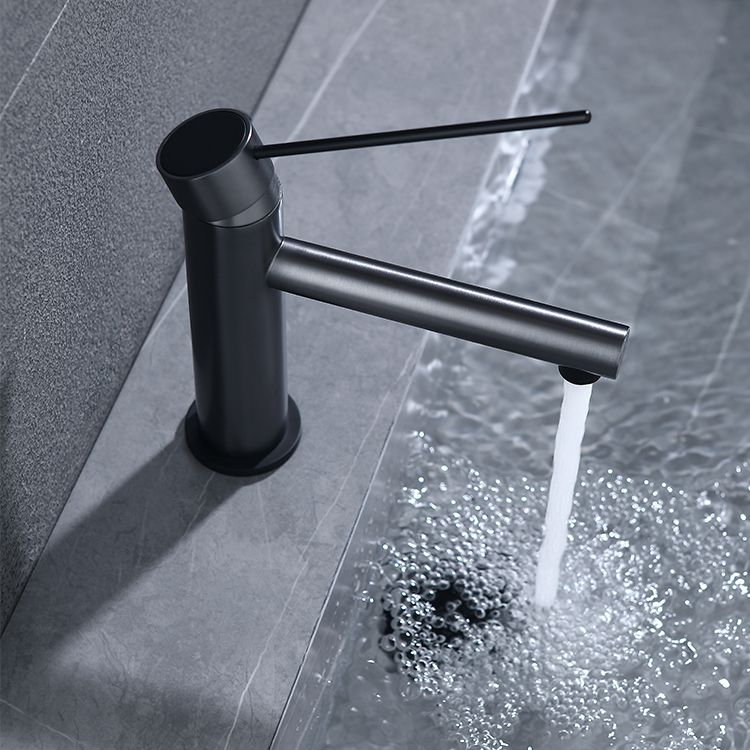 新设计枪灰色黄铜单杆甲板安装浴室水槽混合器水龙头清洗混合器水龙头