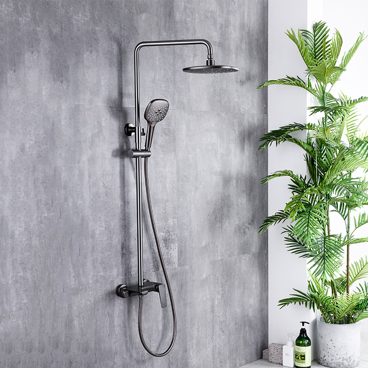 新设计铜冷热水枪灰色壁挂式淋浴龙头浴室淋浴龙头套装