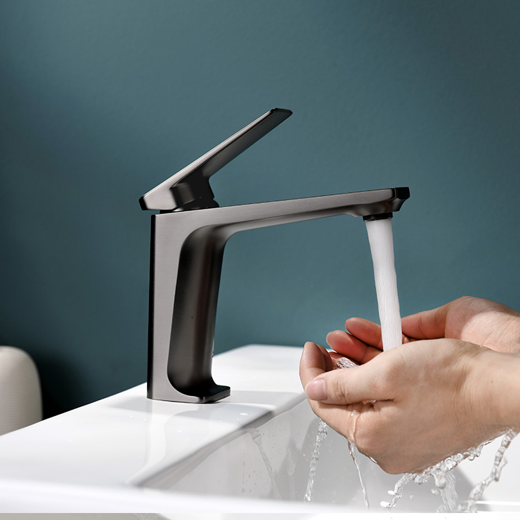 水印枪灰色浴室水龙头新设计冷热水单把面混合水龙头
