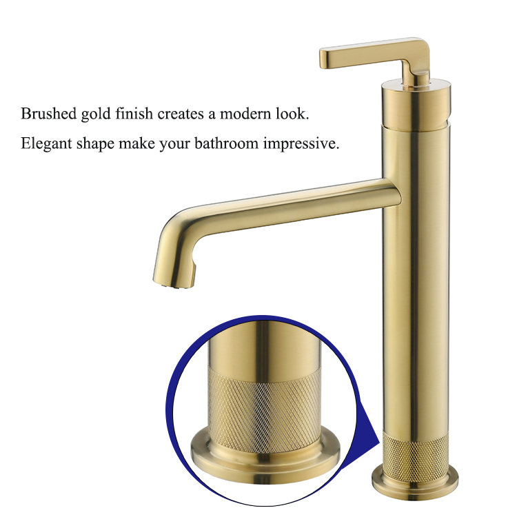 新设计单杆一孔台面安装金黄铜浴室洗脸盆龙头