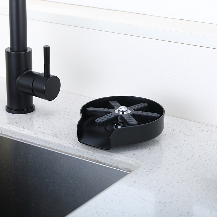 黑色不锈钢 304 自动洗杯器玻璃冲洗器清洁工具，用于厨房水槽玻璃杯