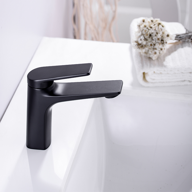 2021 现代哑光黑色台面安装式单柄花盆洗手盆龙头浴室