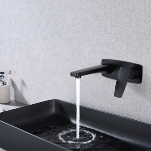 高品质铜哑光黑色壁挂式隐藏式面盆混合龙头浴室水龙头