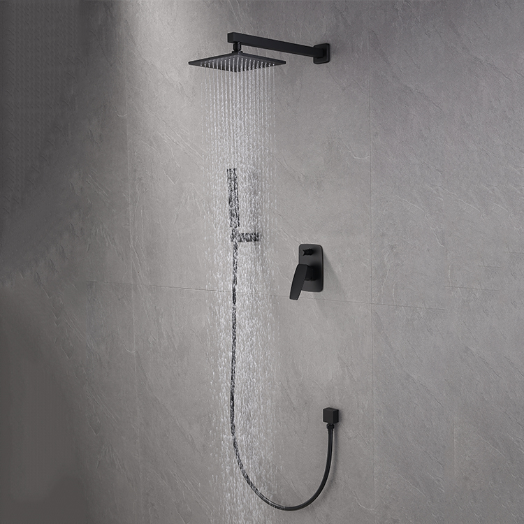 哑黑铜壁挂式冷热水浴室淋浴龙头雨水暗装淋浴套装
