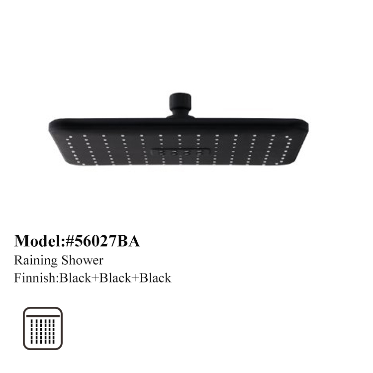 亚马逊热卖现代矩形天花板ABS雨淋黑色浴室淋浴头