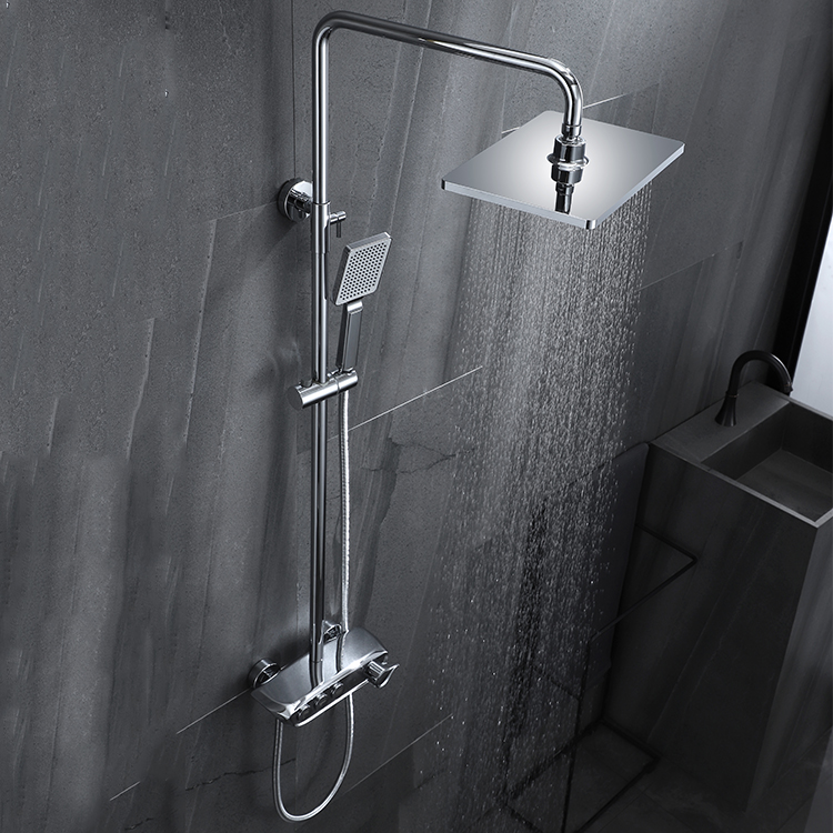 新设计壁挂式黄铜镀铬外露雨淋浴室淋浴龙头套装