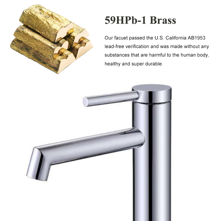 ISO9001 铜铬浴室面盆龙头台面安装黄铜单把水印洗手盆水槽混合水龙头