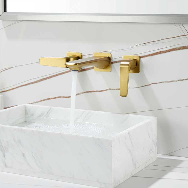 2021 现代黄铜双手柄入墙式 8\\" 大面积洗涤混合龙头浴室水槽水龙头